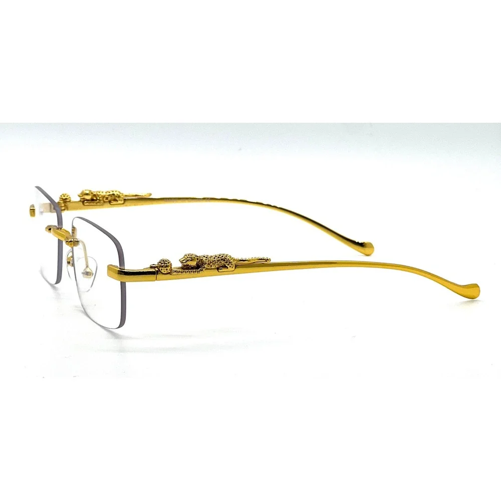 Rimless Rectangle Gold Clear‎ Eye Glasses Unisex Fashion Eyewear Casual Business